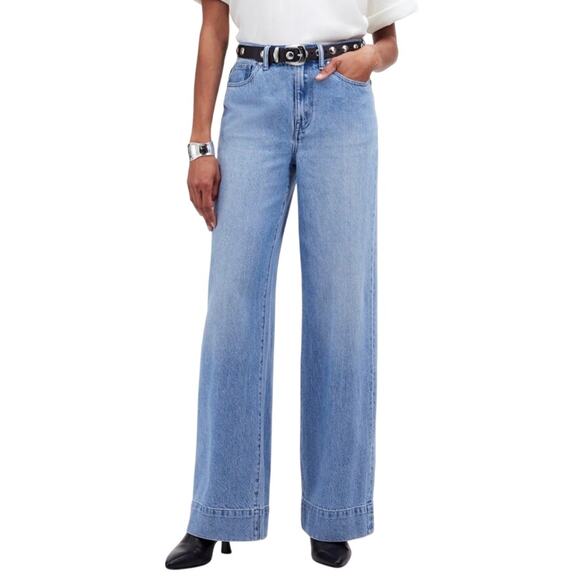 Madewell Denim - Madewell Superwide Wide Leg Jeans Light Lintz Wash Baggy Relaxed High Rise 28